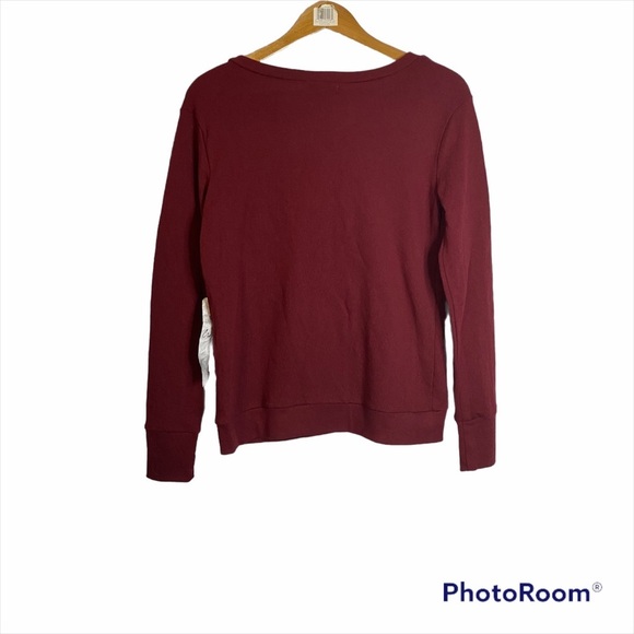 Crave Fame Burgundy Knit Long Sleeve V Neck Cotton Sweater Medium M - Picture 2 of 11